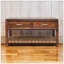Console Regency tissée avec 4 tiroirs, fente ouverte, brun