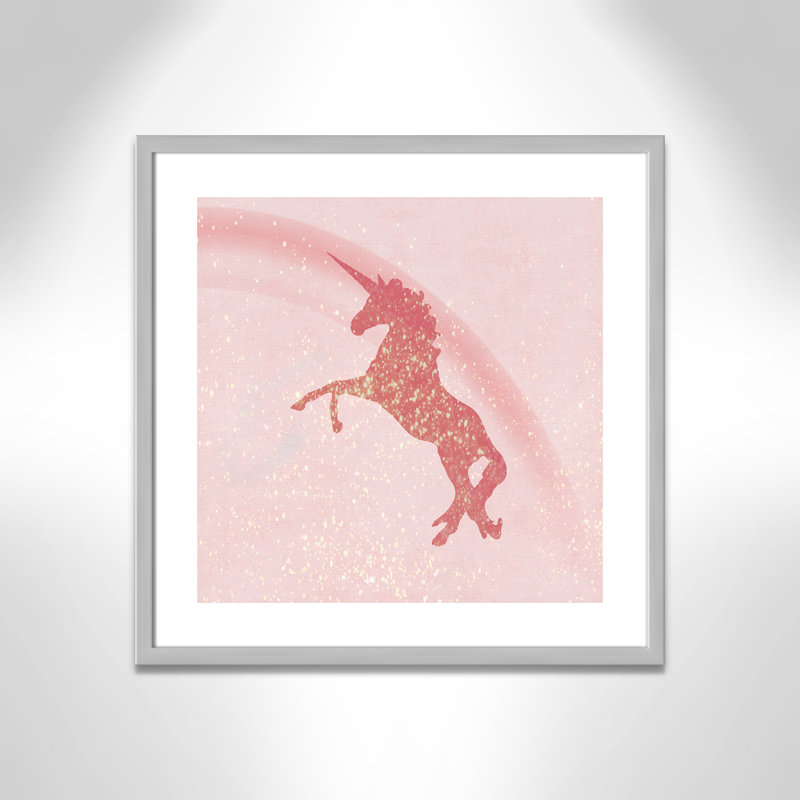 Paillettes licorne 2, H 23,5 po x l 23,5 po x P 1,19 po, Encadré de boîte argent