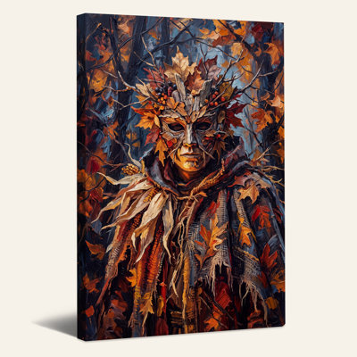 «Green Man with Leaf Crown in Autumn Colors», art mural sur toile