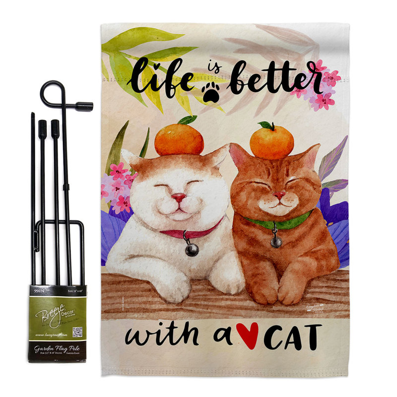 Ensemble de drapeaux en polyester 18 x 13 pi Life Better with Cats