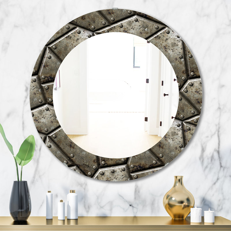 Texture d'armure - miroir bohémien et éclectique, H 23,6 po x l 23,6 po