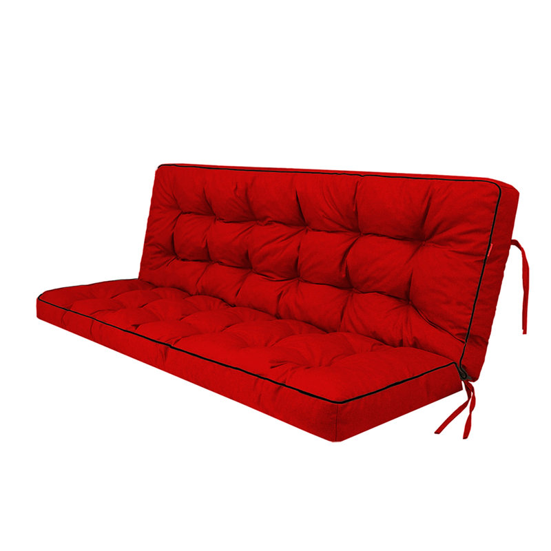 3 Seater Outdoor Porch Swing Cushion with Backrest, Red