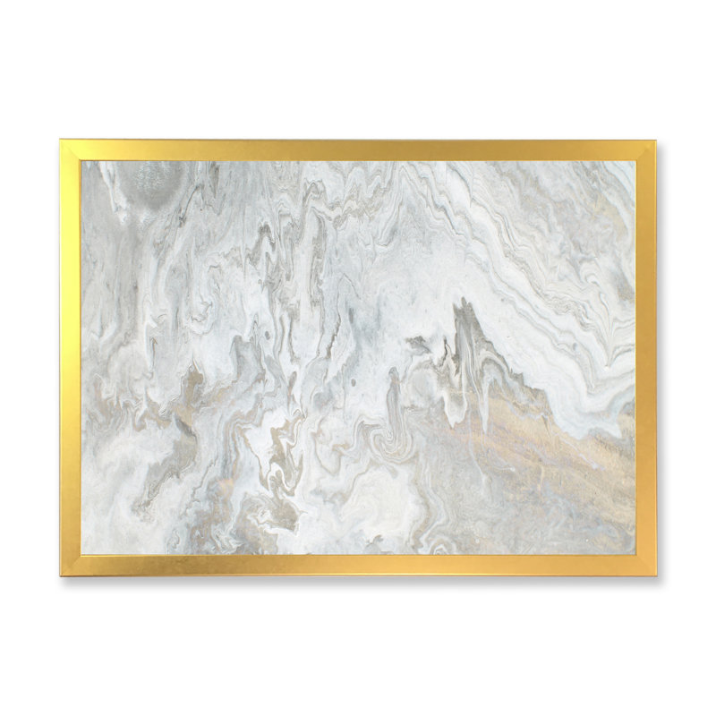 «Wave Art» dans les tons de gris IV - impression sur toile, H 24 po x l 36 po x P 1 po, Cadre doré