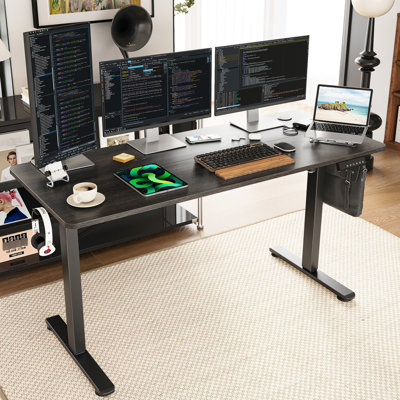 Bureau debout avec hauteur réglable pour le travail à domicile, planche d'épissure de 40 po x 24 po, couleur principale noyer, matériau en métal et en bois, conception ergonomique avec 4 clés de mémoire, réduction des maux de siège
