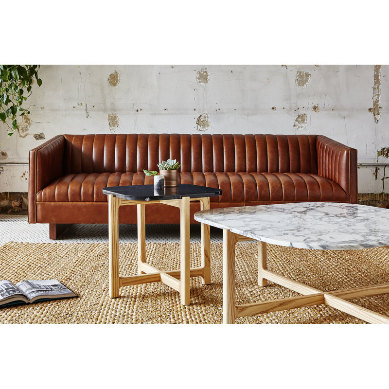 Wallace Sofa, Saddle Brown Genuine Leather