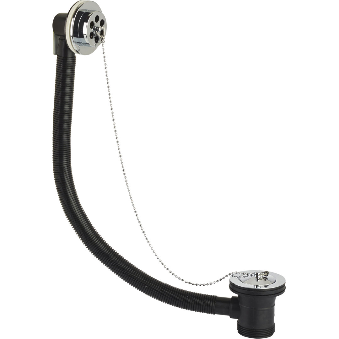 Bath 7cm Chain and Stopper Waste Tub Drain With Overflow
