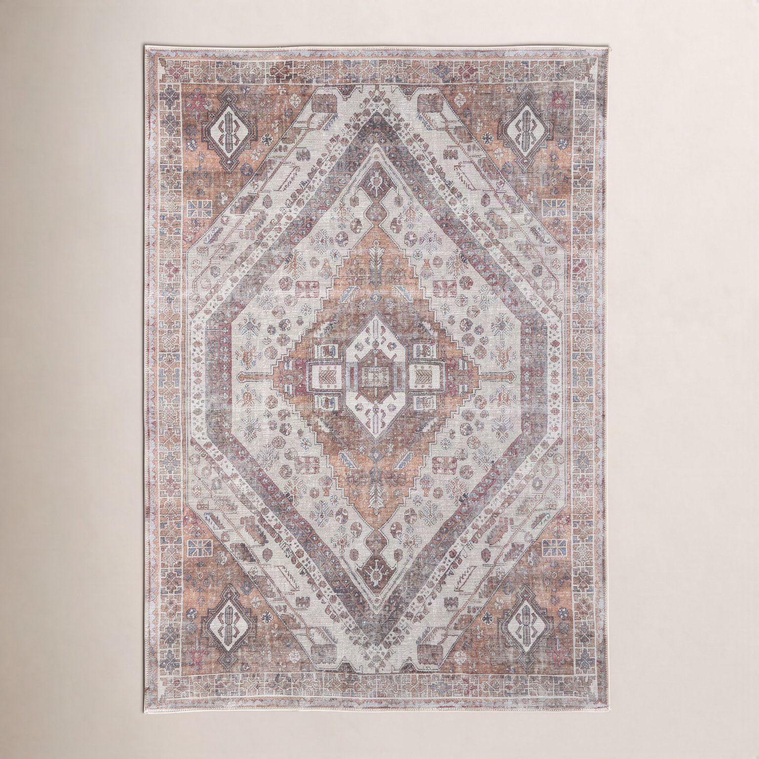 Vincenta Machine Washable Oriental Rug, Rectangle 5'3" x 7'6"