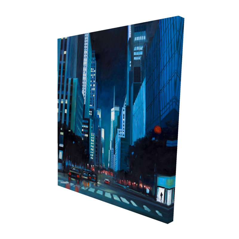 Evening in Manhattan Canvas | Classic Blue Building Decor