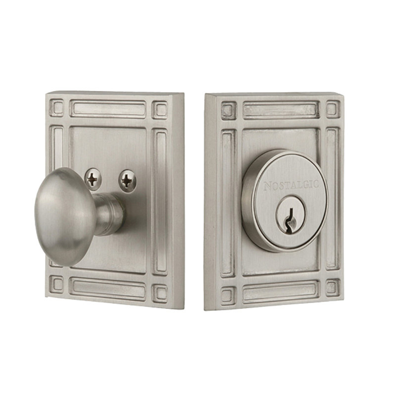 Pêne dormant à cylindre simple Nostalgic Warehouse Mission Plate, 2.75", Nickel satiné