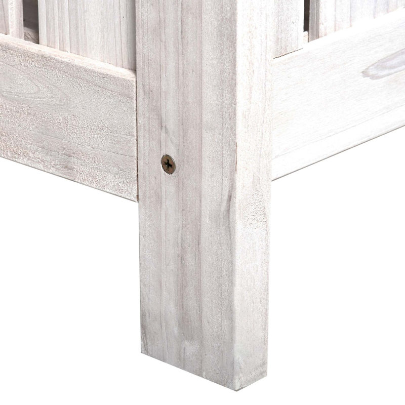 Banc de patio avec boîte de rangement de 29 gallons et dossier en forme de X, Blanc