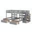 Lit superposé double au-dessus de simple et double, construit avec des sections de rangement-518452169