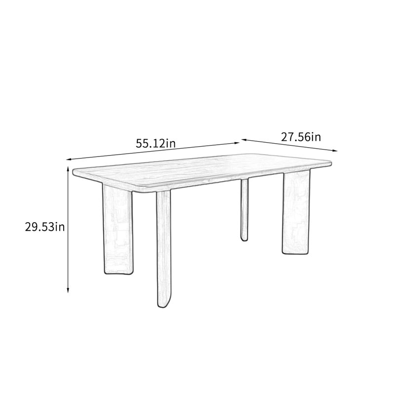 Table de salle à manger Mid-Century, H 29,53 po x L 55,12 po x l 27,56 po