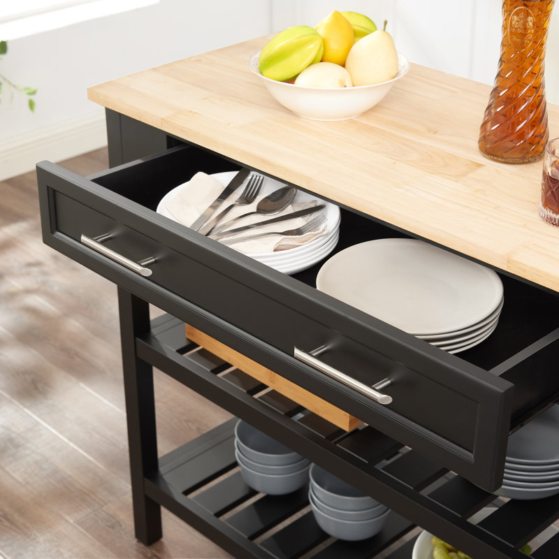 Perlean Kitchen Island, Black