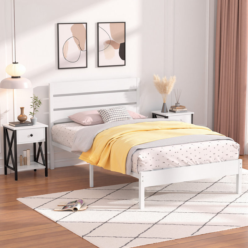 Alicia Steel Piece Bedroom Set, White, Twin