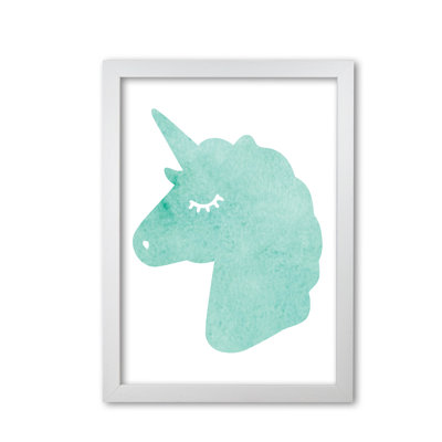 Mint Unicorn Head 1 Piece Single Picture Frame Wall Art