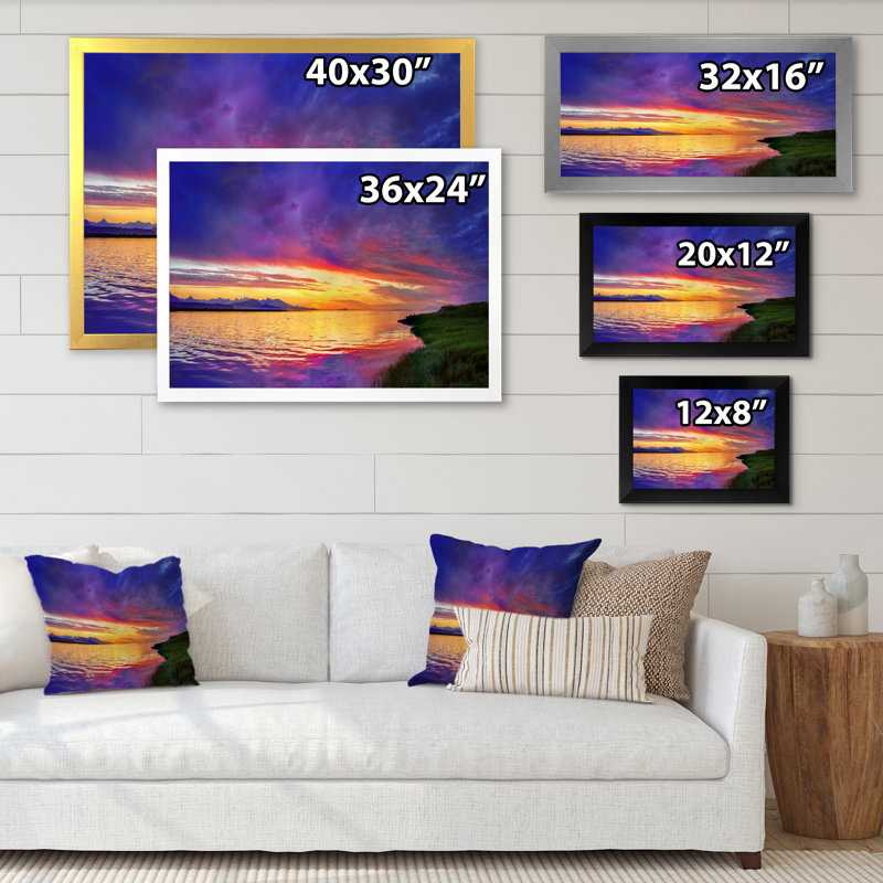 «Sunset with Intense Dark Clouds», reproduction sur toile flottante, H 8 po x l 12 po x P 1 po, Cadre noir