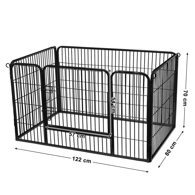 Ching 70cm H Panel Metal Exercise Pen With Door, Black
