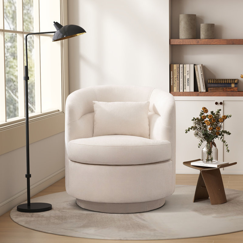 Fauteuil demi-tonneau pivotant de 29 po de largeur avec coussin lombaire, Beige