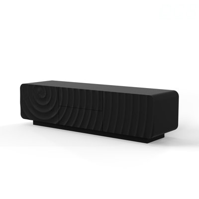 58''Tv Console With Modern Unique Spiral Wave Design With Storage Cabinet And 2 Drawers Tv Stand For Living Room, Bedroom, TV Stand
