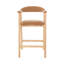 Tabouret de bar contemporain rembourré avec pieds en bois et dossier incurvé-918570853
