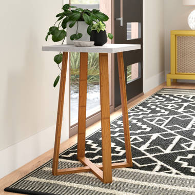 Alfie-Thomas Square Pedestal Plant Stand Wade Logan Table Top Color: Caramel/Black