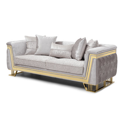 Cossey EDA9B0856CD24D4BAB63BA2ECF1E5807 Sofa , Shiny Silver