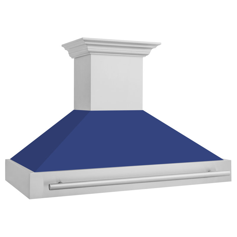 ZLINE 48 in. Stainless Steel Range Hood with Stainless Steel Handle, Blue Matte