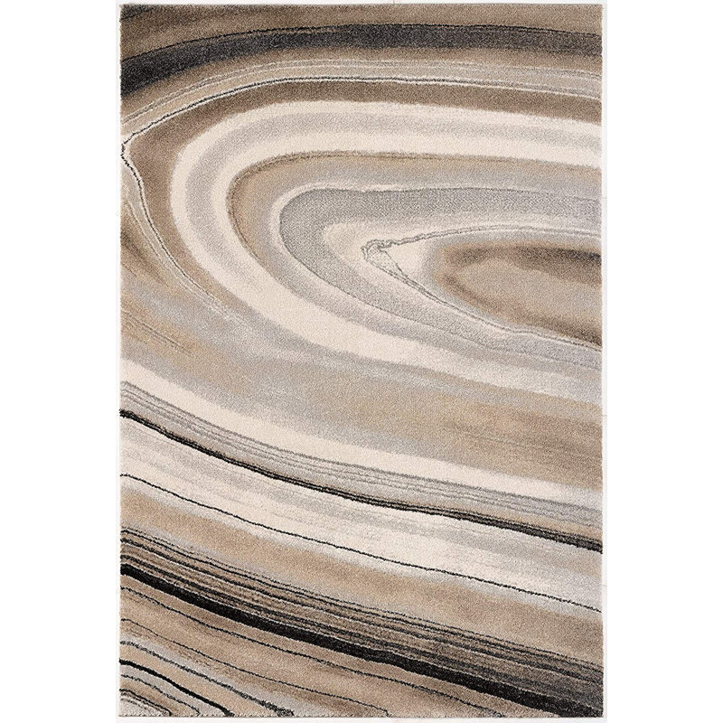 Tapis crème / brun foncé Daray 4 'x 6', Rectangle 4 pi x 6 pi