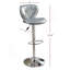 Tabouret en similicuir argent / gris, hauteur réglable, base chromée, ensemble de 2
