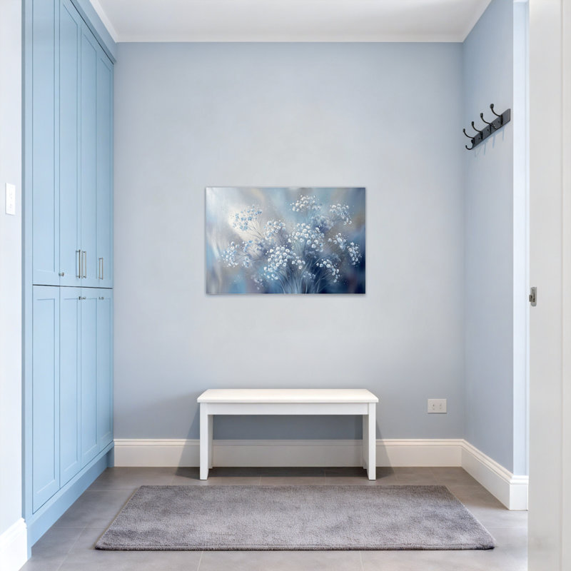 Plantes et fleurs, bouquet floral bleu, impression sur fond doux, H 20 po x l 30 po