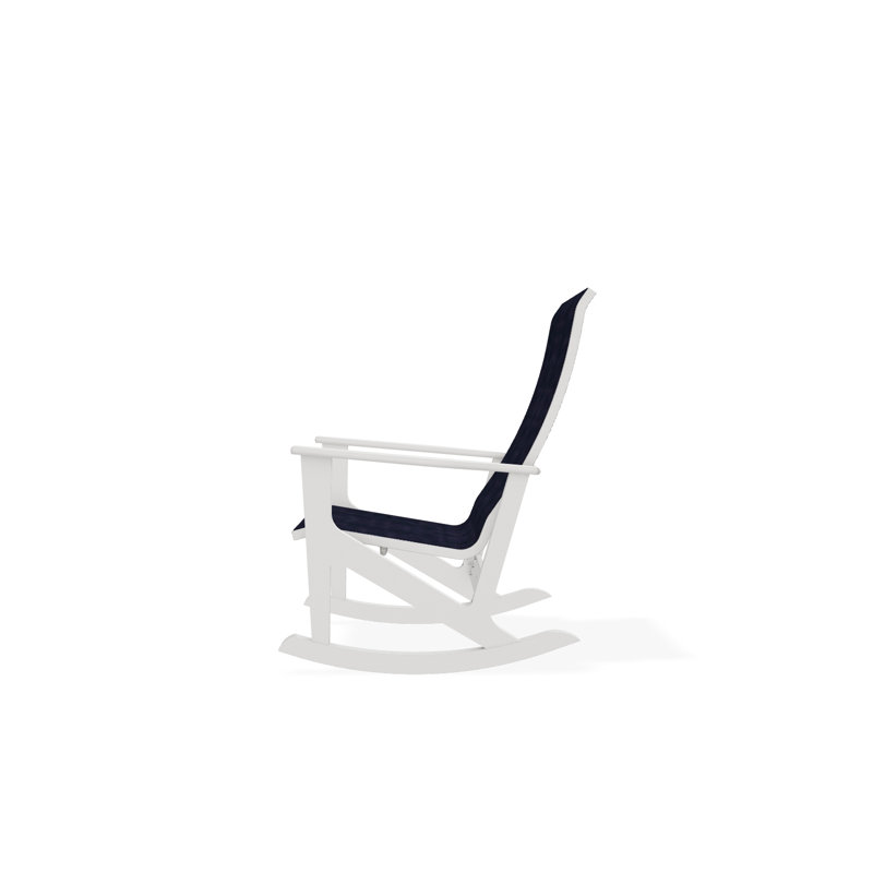 Wexler Polymer Outdoor Lounge Chair, Snow, Moments Navy