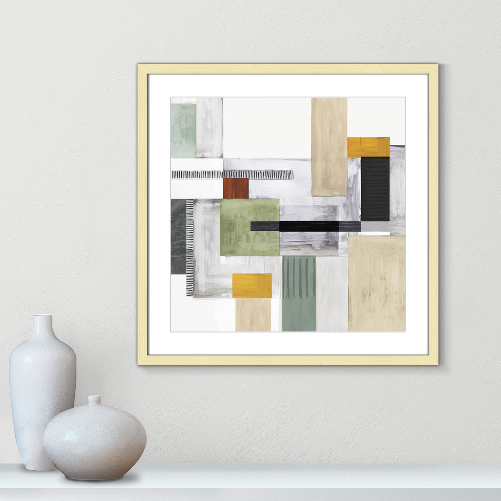 Playful Blocks Print, 23.5" H x 23.5" W x 0.75" D, Gold Box Framed