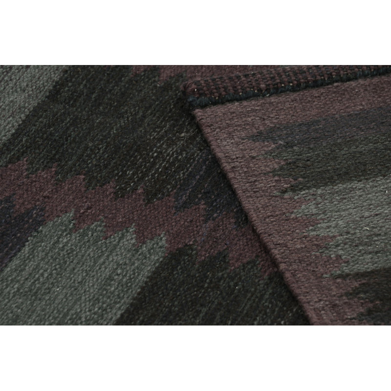 Rug & Kilim’S Scandinavian Style Rug With Black, Gray & Purple Geometric Pattern