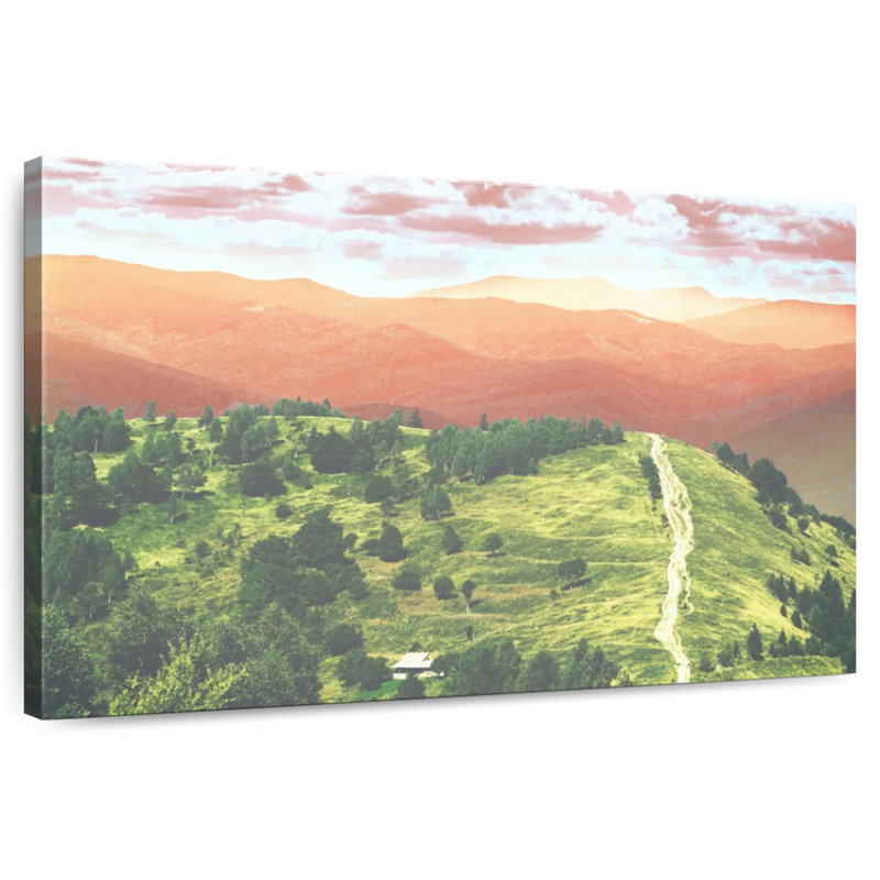 Retro Forest Mountain Scene