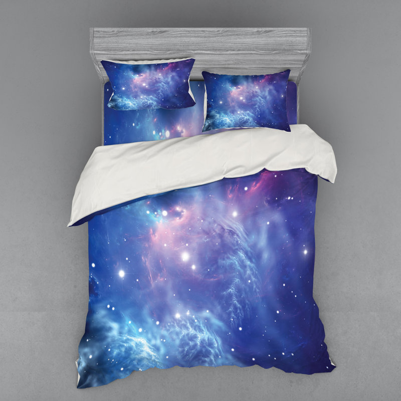 Ensemble de housse de couette moderne et contemporaine en microfibre bleu marine Outer Space