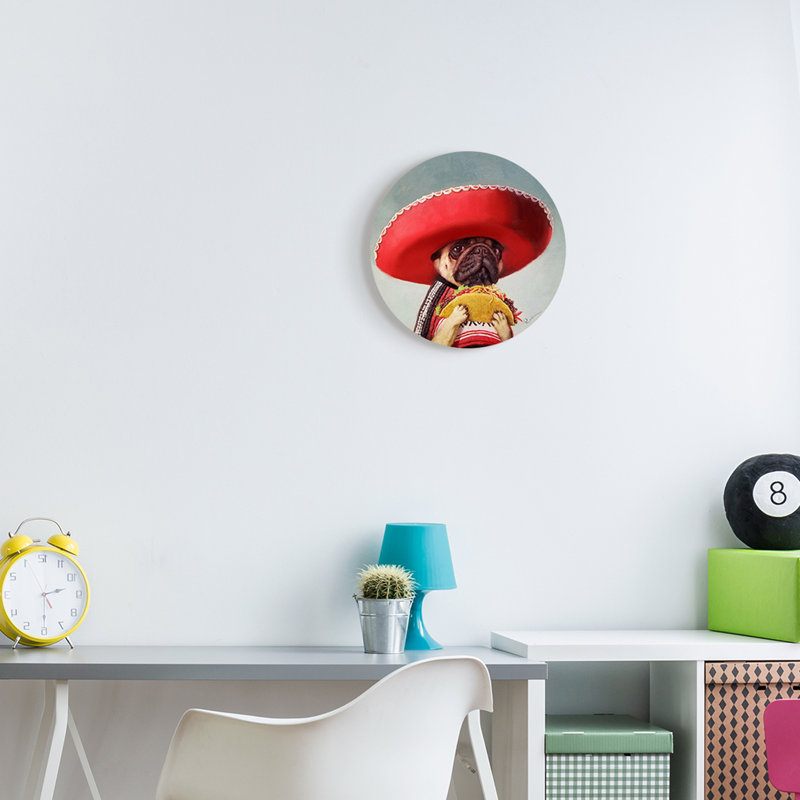 Carlin, Sombrero avec taco amusant, peinture murale circulaire, 12 po de diamètre