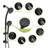 Multi Function Dual Shower Head - Shower System with 4.7" Rain Showerhead, 8-Function Hand Shower, Adjustable Slide Bar,Matte Black-129764456
