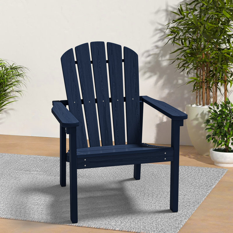 Stackable HDPE Adirondack Chair – Weather-Resistant Outdoor Seating for Patio, Lawn, or Fire Pit, Navy Blue