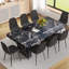 Ensemble de table de salle à manger et de chaises de style Mid-Century luxueux en marbre noir, multifonctionnel et durable pour les intérieurs modernes-417305310