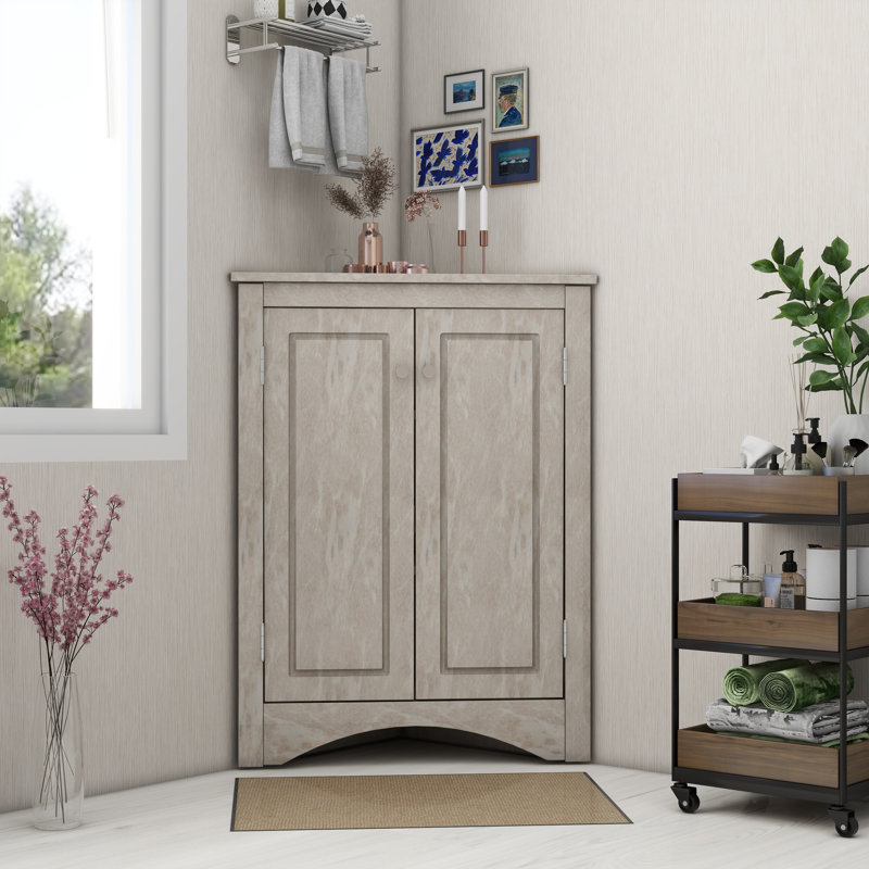 Wingman Freestanding Bathroom Cabinet, White Marble