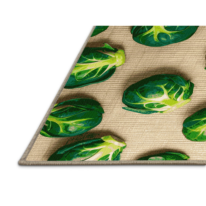 Washable Brussels Sprouts Vegetables Area Rug, Rectangulaire 2 pi x 3 pi
