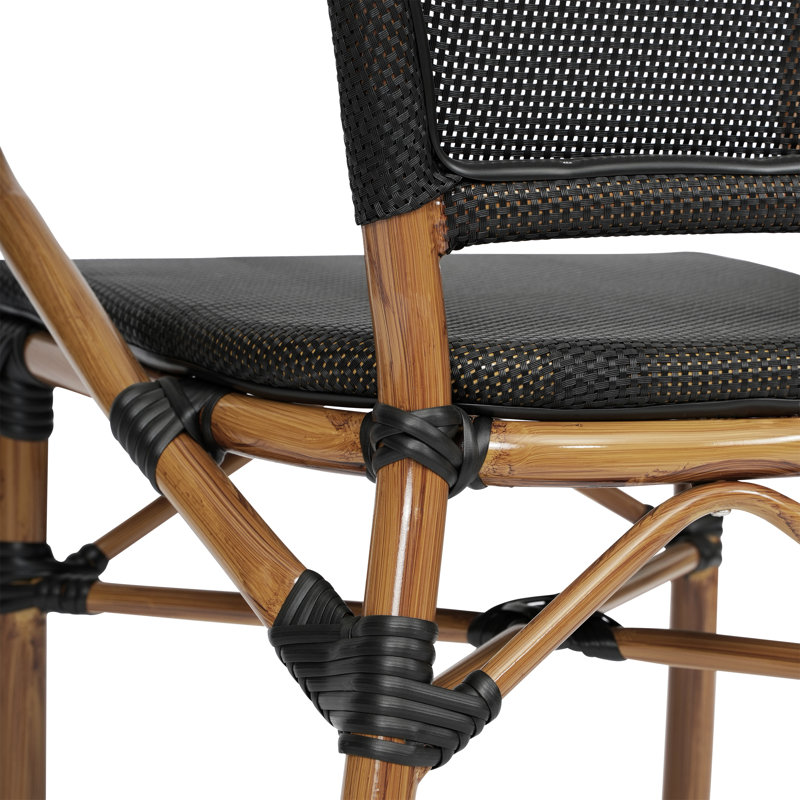Chaises Paris Chiles All-Weather Commercial avec accoudoirs et structure en métal, Noir