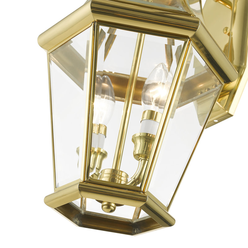 Creason Outdoor Wall Lantern, Polished Brass