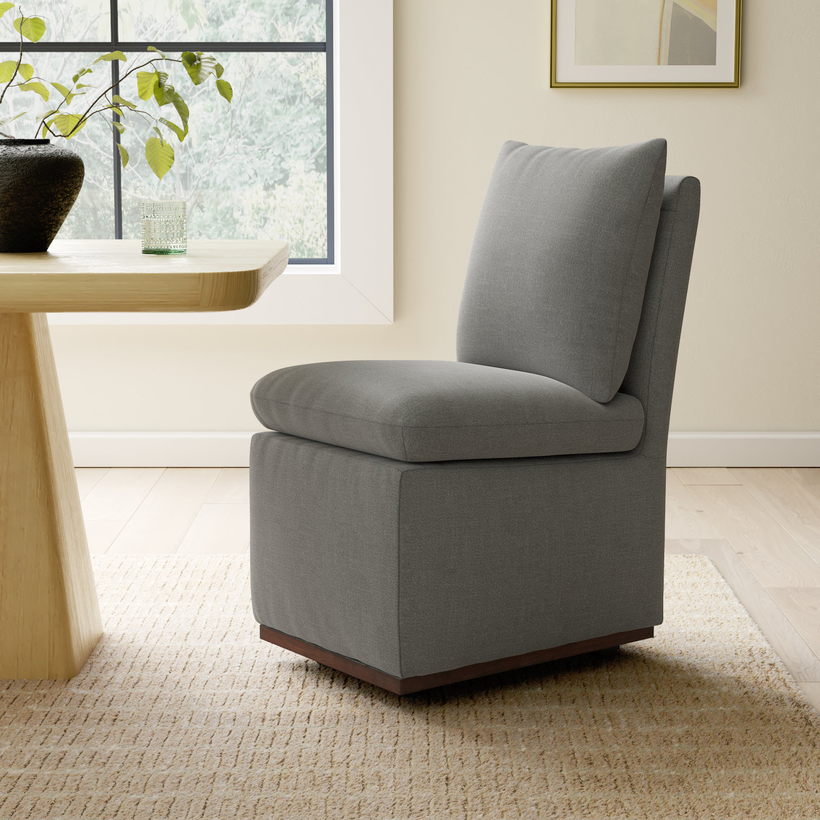 Bobbi Fabric Side Chair Dining Chair, Effie Flint Performance Linen