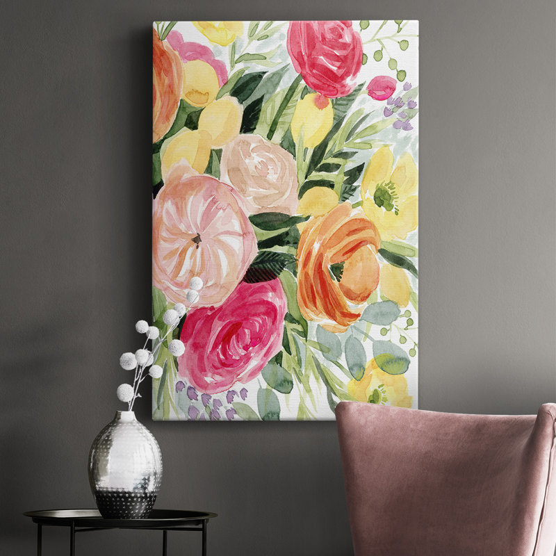 Impression sur toile tendue "Blossoma Gathering II", L 12 po x H 18 po