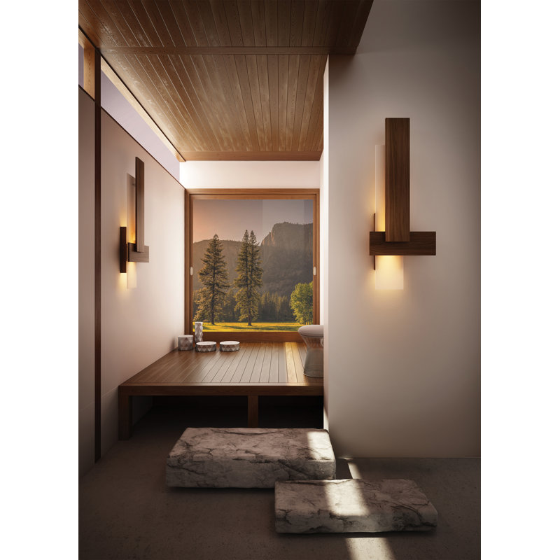 Sedo Dimmable LED Flush Mount Sconce, Dark Stained Walnut, 2700K