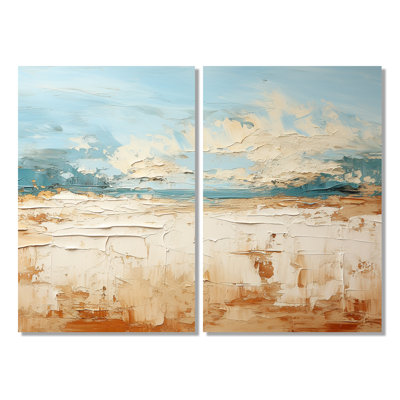 Coastal Beach Sand Whispers I - Ensemble de 2 décorations murales Coastal Beach