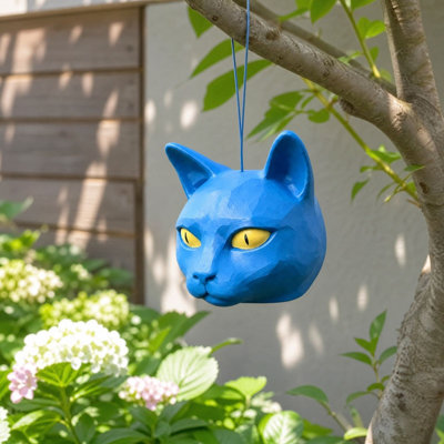 Mangeoire suspendue Blue Head avec calendrier, idéale pour décorer un arbre, une cour ou un jardin et nourrir la faune de votre jardin.