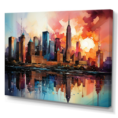 Skyscrapers Sunrise City, reproduction d'art sur toile