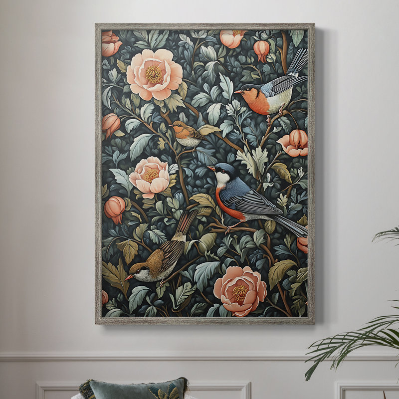 Imprimé encadré de la série XXV de William Morris - bois massif, H 30 po x l 24 po